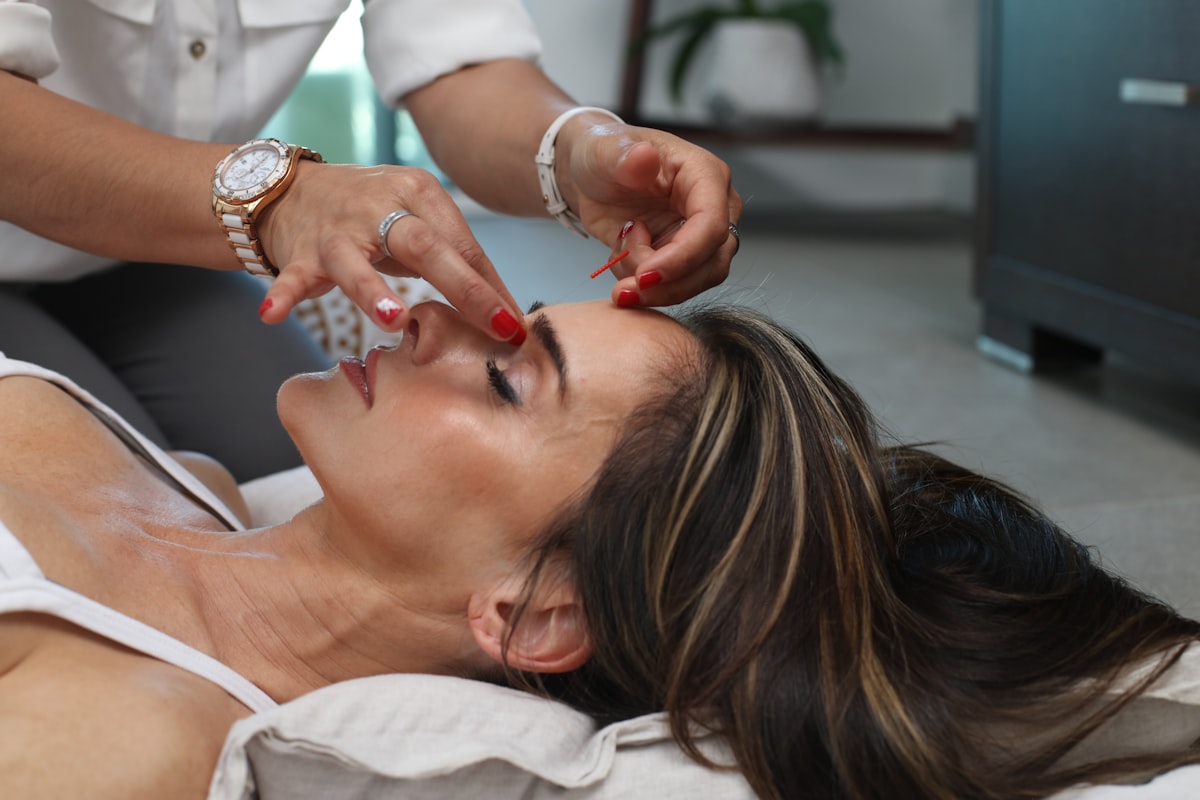 Facial treatment in progress